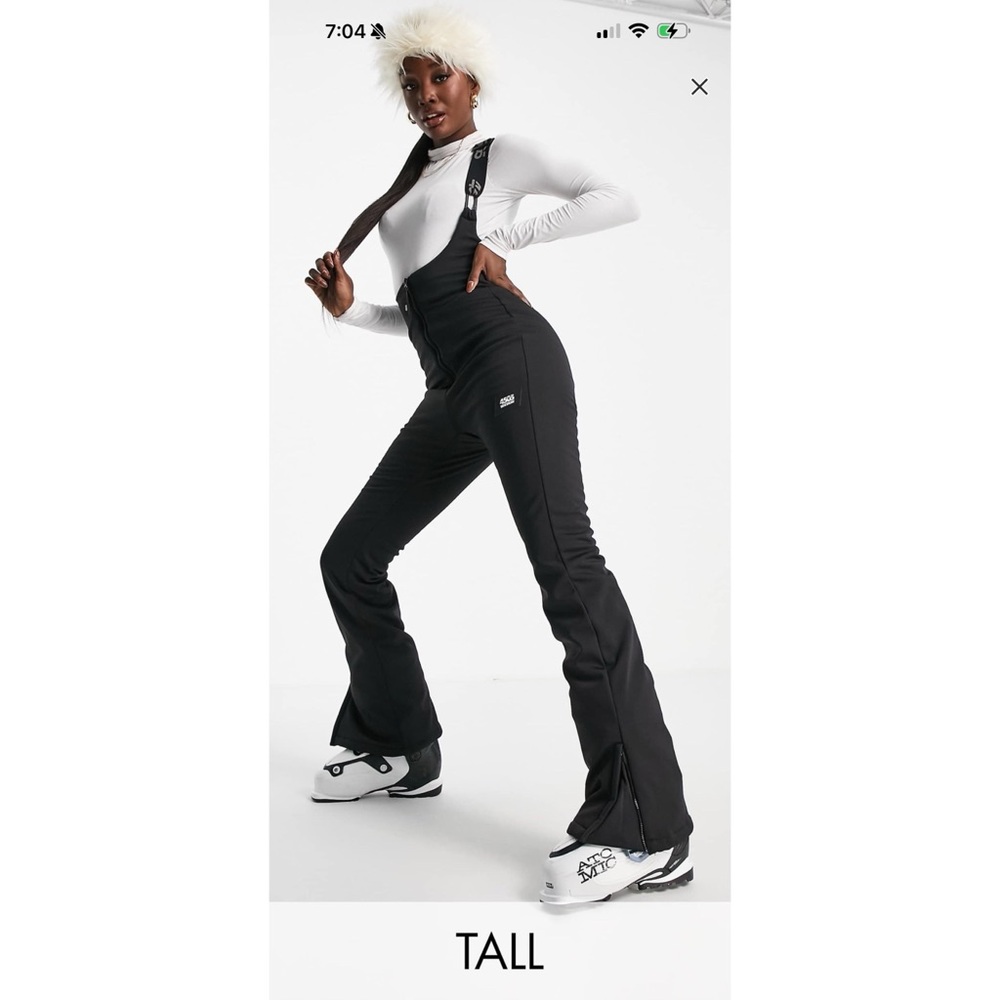 ASOS 4505 Tall High Waisted Ski Black Snow Bib Pants with Adjustable Straps